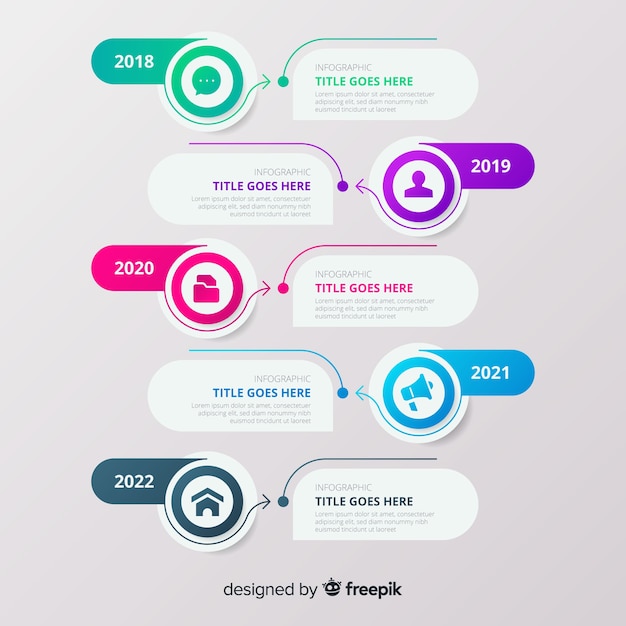 Línea de tiempo infografía con burbujas