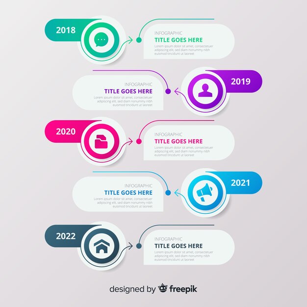 Línea de tiempo infografía con burbujas