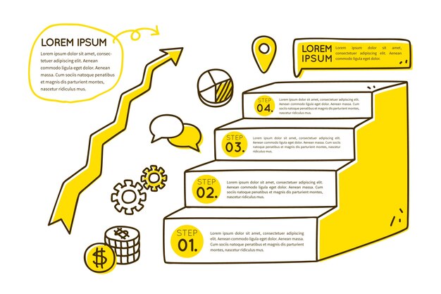 Línea de tiempo infografía dibujada a mano