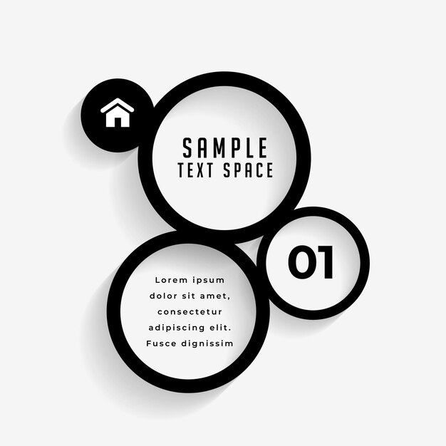 Línea de tiempo de infografía moderna con mensaje de texto en diseño circular