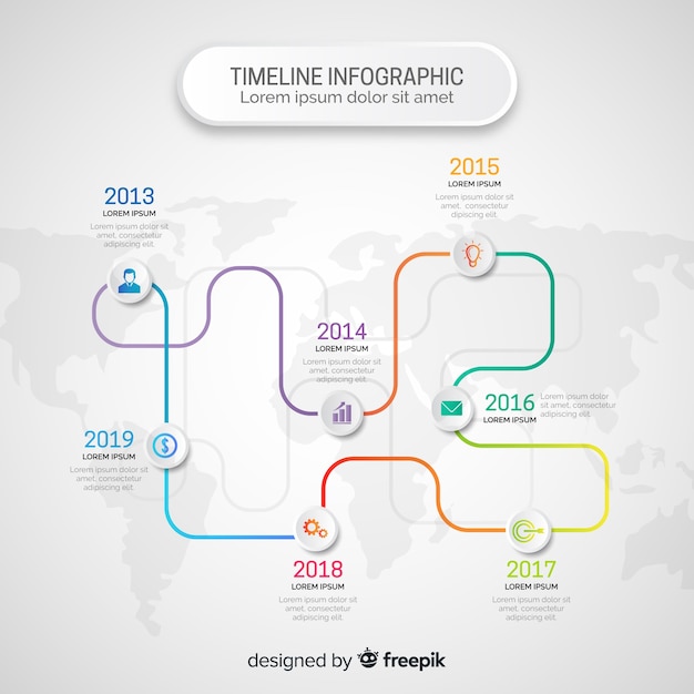 Vector gratuito línea de tiempo infográfica gradiente