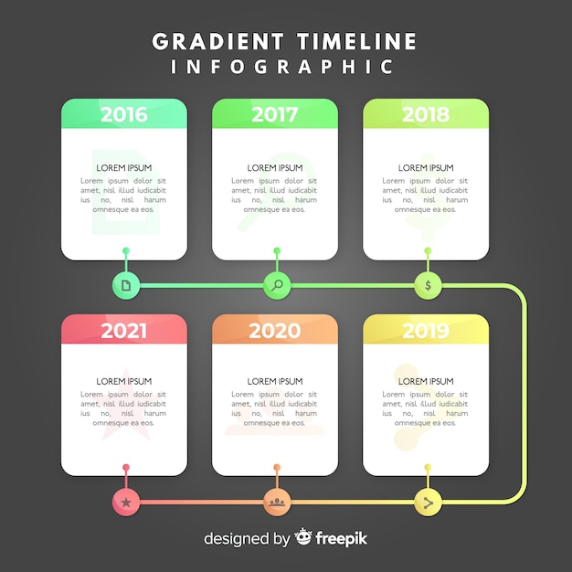 Vector gratuito línea de tiempo infográfica gradiente