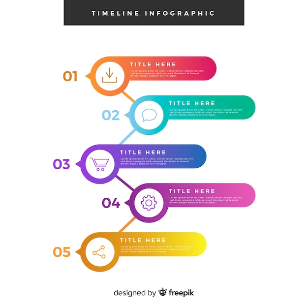 Línea de tiempo infográfica gradiente