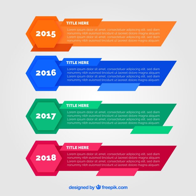 Línea de tiempo de negocios colorida con diseño plano
