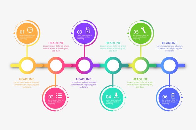 Línea de tiempo plana infografía profesional