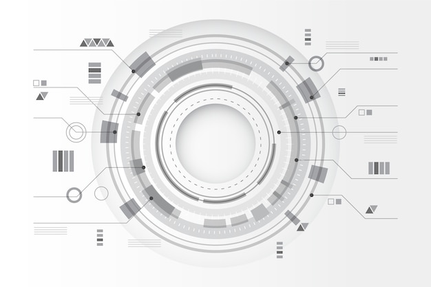 Líneas circulares tecnología fondo blanco.