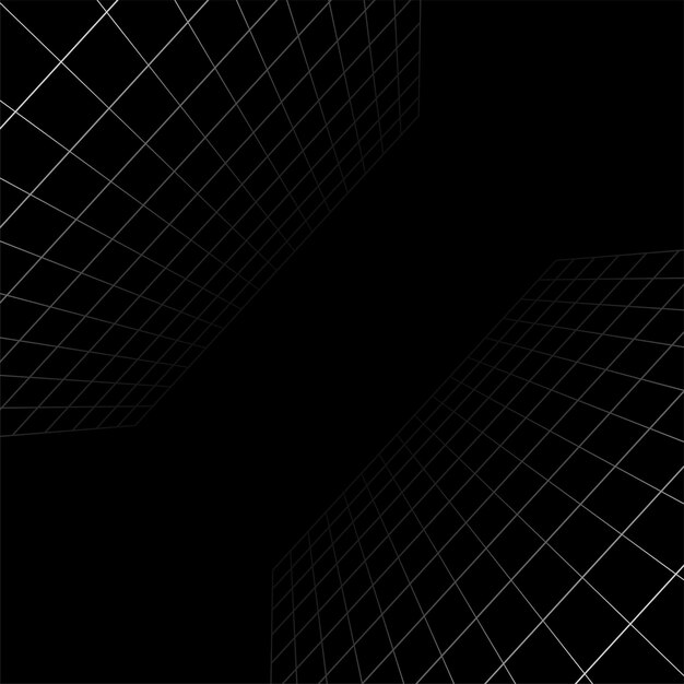 líneas de cuadrícula de perspectiva abstracta sobre fondo negro