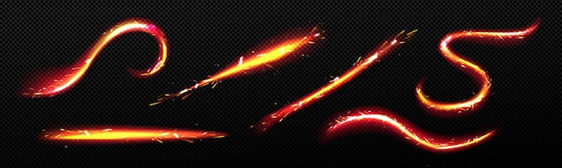 Líneas de fuego abstractas con chispas líneas de brillo brillante