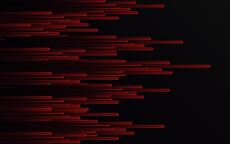 Vector gratuito líneas de luz roja abstracta zoom de velocidad de tubería en tecnología de fondo negro