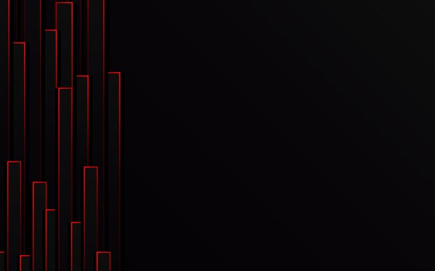 Líneas de luz roja abstracta Zoom de velocidad de tubería en tecnología de fondo negro