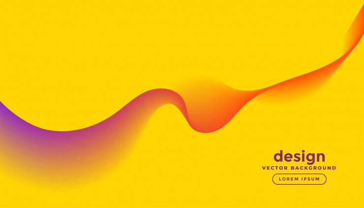 Vector gratuito líneas de onda coloridas abstractas en diseño de fondo amarillo