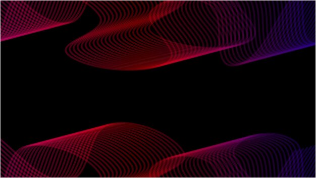Líneas de onda vectorial abstractas fondo negro tema de tecnología moderna y futurista