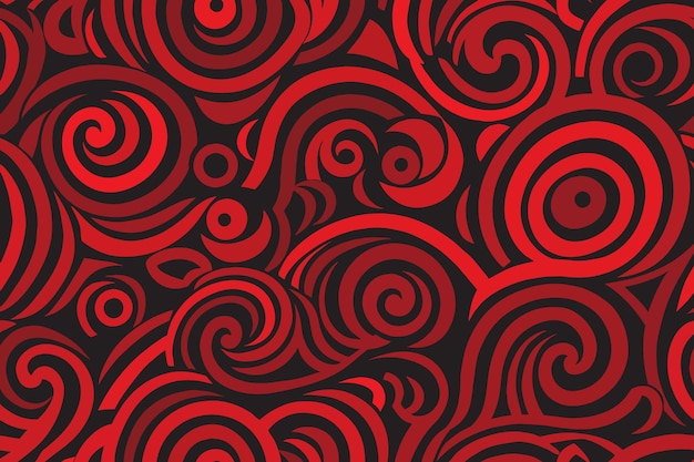 Vector gratuito líneas orgánicas irregulares rojas abstractas giratorias patrón sin costuras
