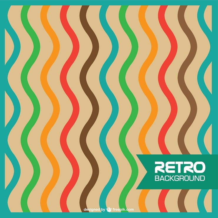 Vector gratuito líneas retro onduladas de colores