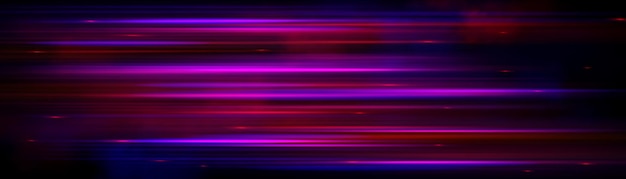 Líneas rosadas y rojas con efecto de luz de movimiento de alta velocidad Ilustración vectorial realista de la acción de llamarada de energía de neón de movimiento de brillo rápido Carrera de velocidad o rastro dinámico sobre fondo negro