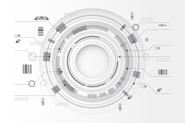 Líneas de tecnología circular fondo blanco