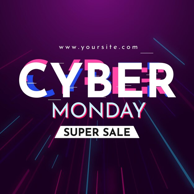 Líneas de velocidad de cyber monday de diseño plano