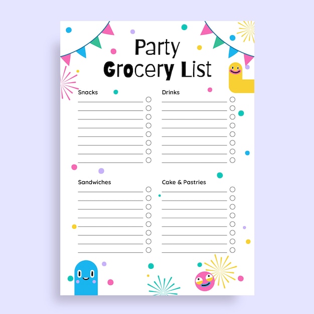Lista de compras divertida para la fiesta