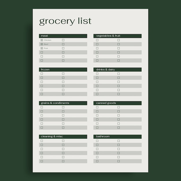 Lista de compras elegante y detallada