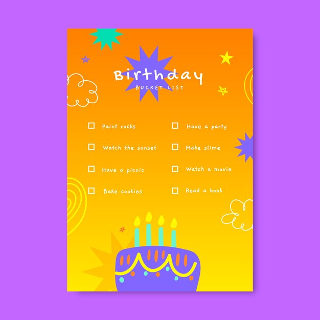 Lista de deseos de cumpleaños degradado