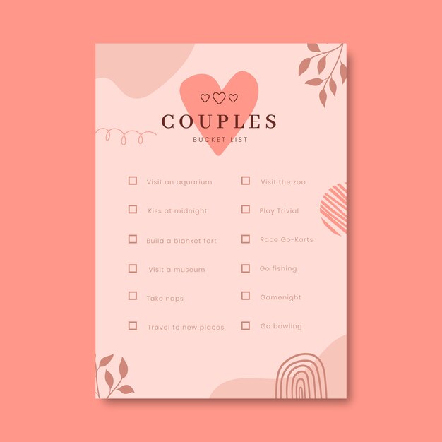 Lista de deseos de parejas dibujadas a mano
