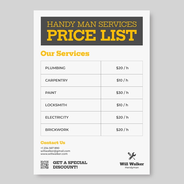 Lista de precios de manitas profesionales