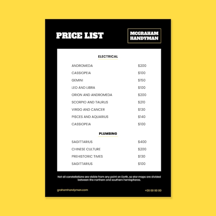 Vector gratuito lista de precios de manitas sencilla