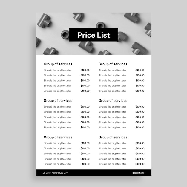Lista de precios de plomería simple y moderna