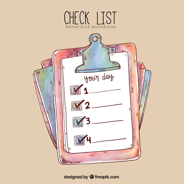 Lista de verificación en estilo de acuarela