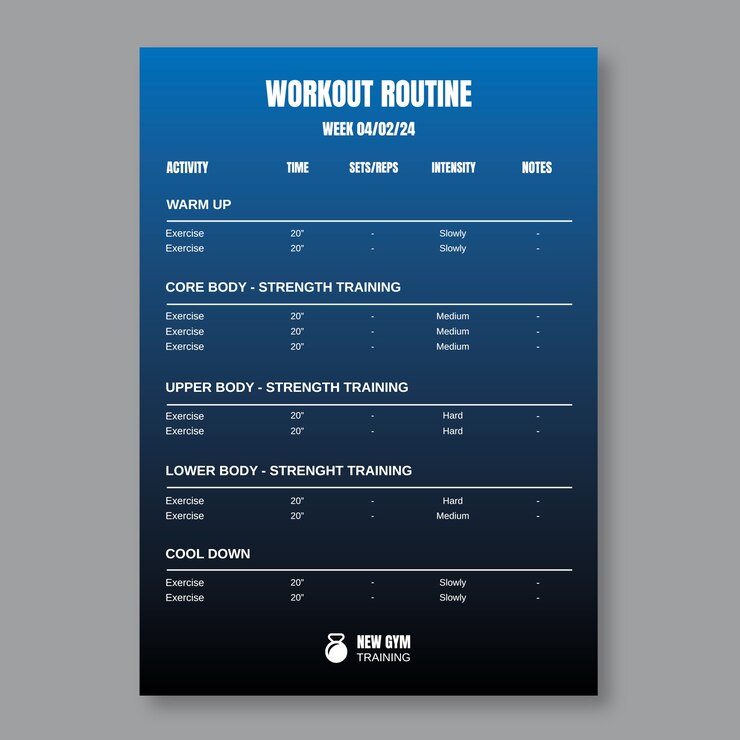 Vector gratuito lista de verificación de rutina de entrenamiento de gimnasio nuevo degradado moderno