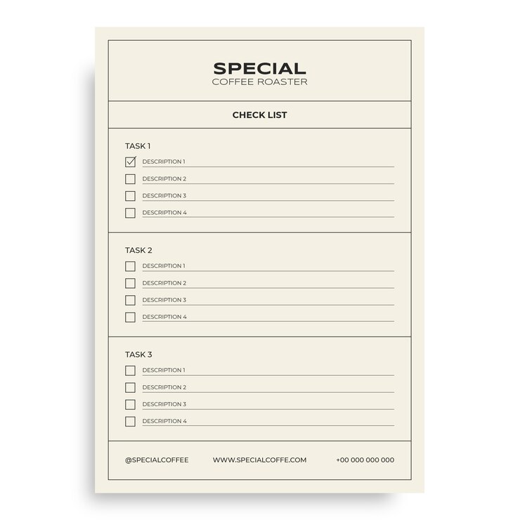 Vector gratuito lista de verificación de tostadores de café especiales minimalistas