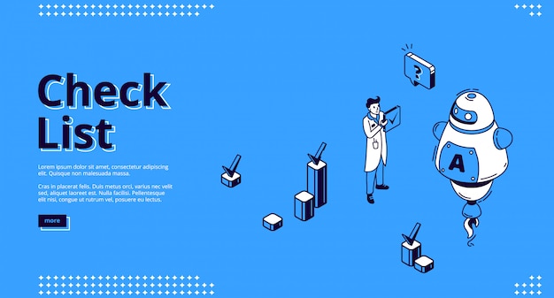 Lista de verificación, web isométrica de encuestas en línea