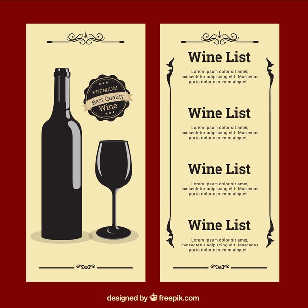 Lista de vinos en estilo vintage