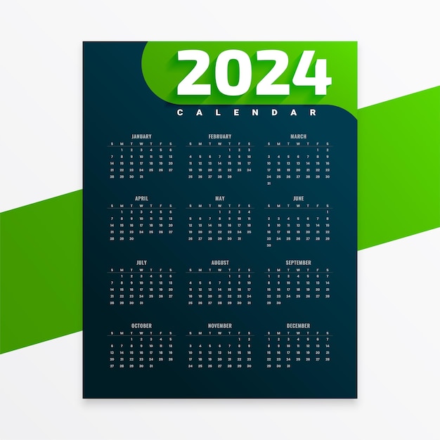 Vector gratuito llamativo diseño de calendario de oficina 2024 para vectores profesionales