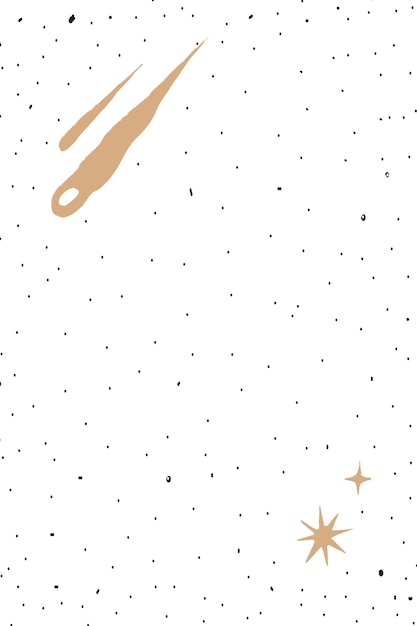 Vector gratuito lluvia de meteoritos de oro lindo doodle galaxy sobre fondo blanco