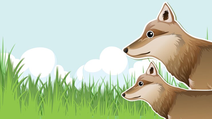 Vector gratuito lobo en escena de la naturaleza