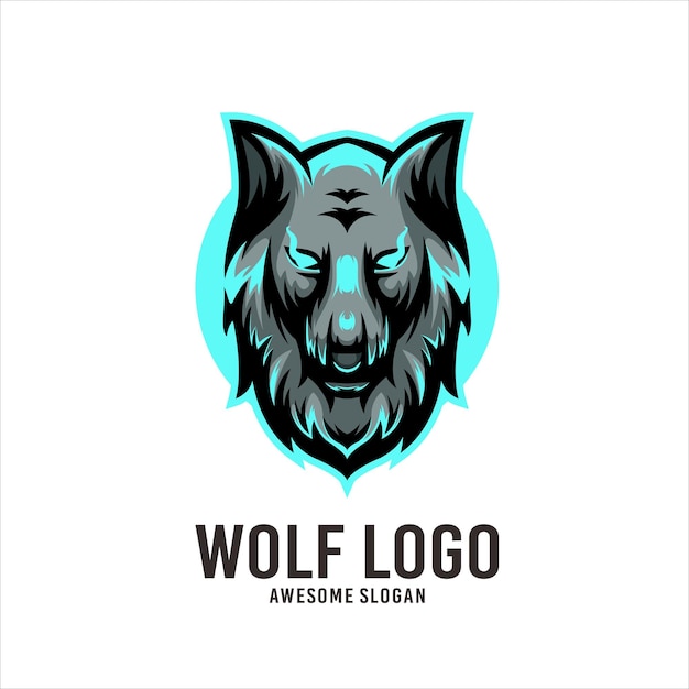 Vector gratuito lobo esport mascota ilustración logo diseño vector