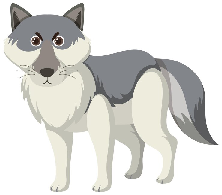 Vector gratuito lobo lindo en estilo de dibujos animados plano