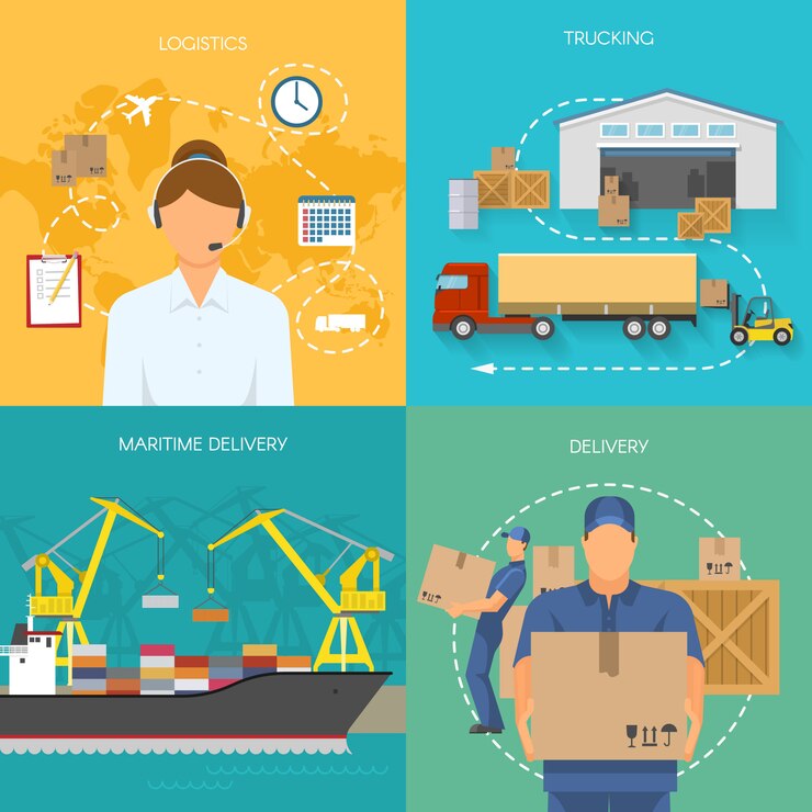 Vector gratuito logística composiciones planas