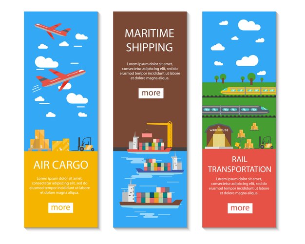 Logistics And Delivery Banners Set