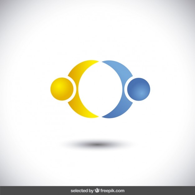 Logo abstracto amarillo y azul