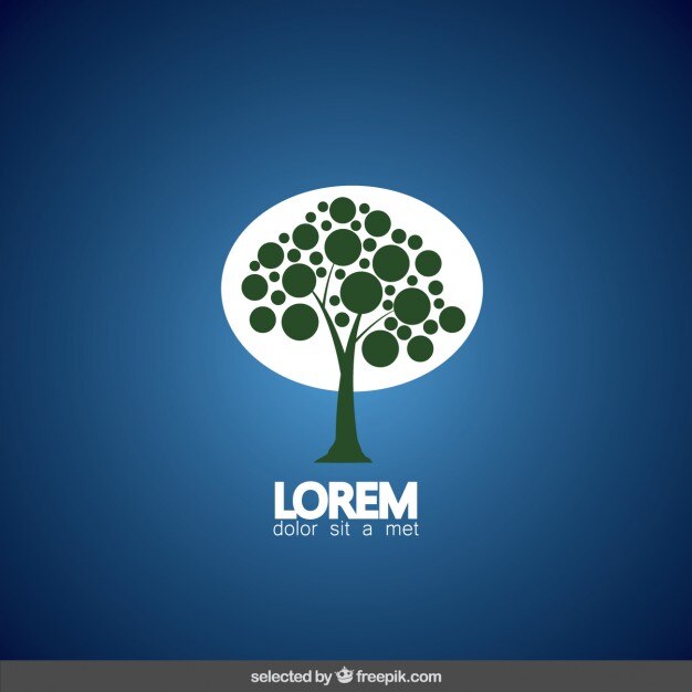 Vector gratuito logo abstracto de árbol con hojas circulares