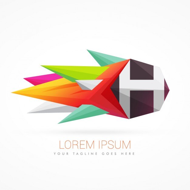 logo abstracto colorido con la letra H