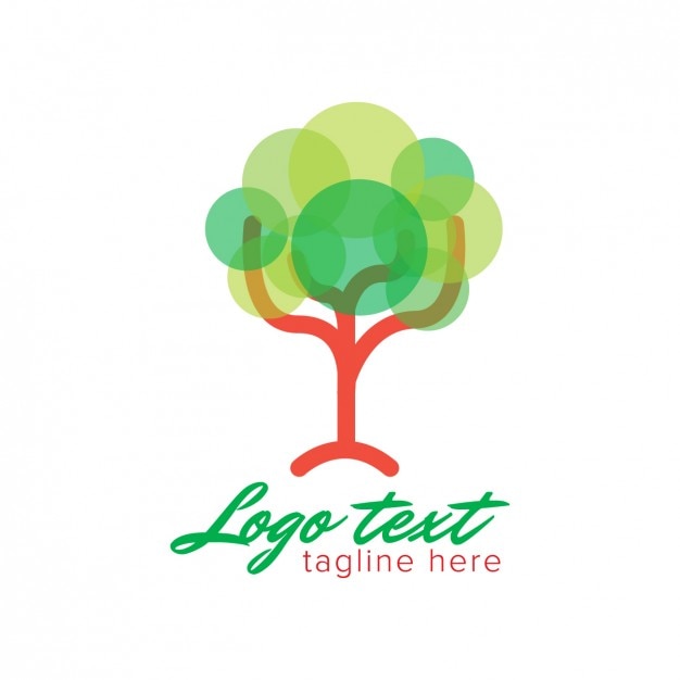 Vector gratuito logo con árbol abstracto hecho con círculos