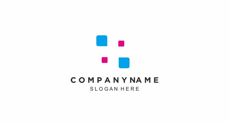 Vector gratuito un logo azul y rosa con un cuadrado azul en el medio