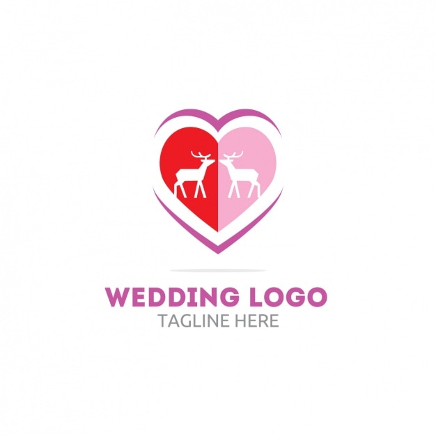 Logo de boda con corazón y ciervos