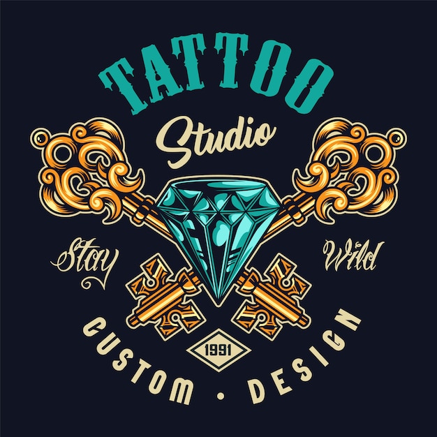 Logo colorido salón de tatuaje