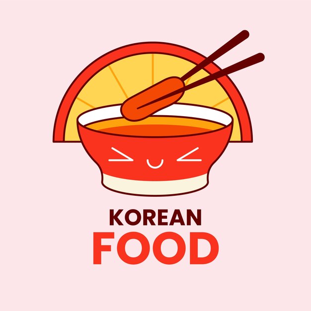 Logo de comida coreana dibujado a mano