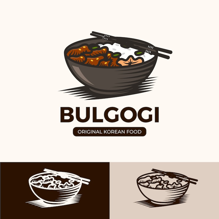 Vector gratuito logo de comida coreana dibujado a mano