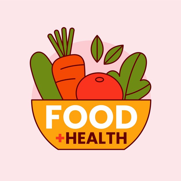 Logo comida sana dibujado a mano